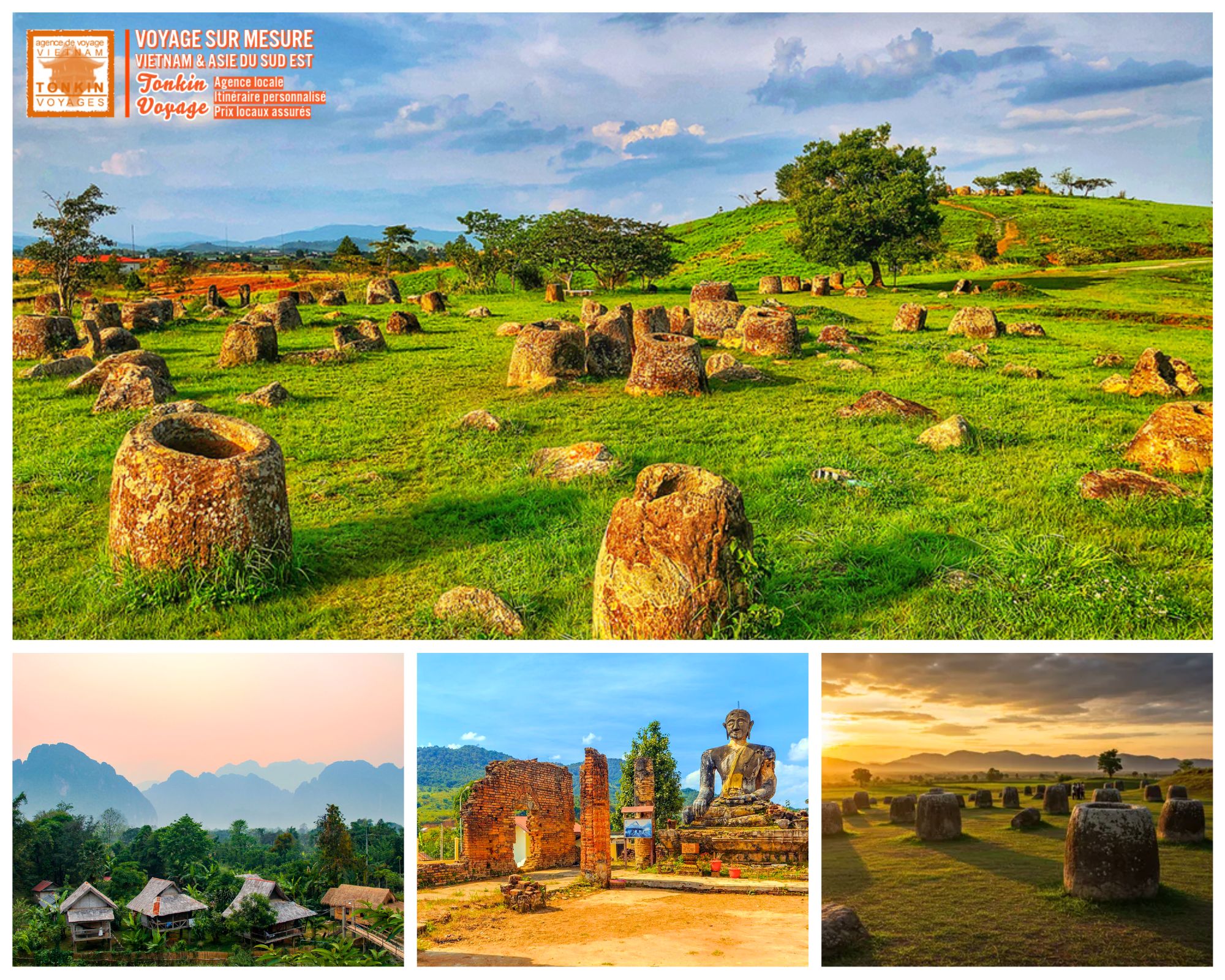 Plaine des Jarres &agrave; Phonsavan  Xieng Khouang Laos : l&rsquo;un des plus grands myst&egrave;res du Laos